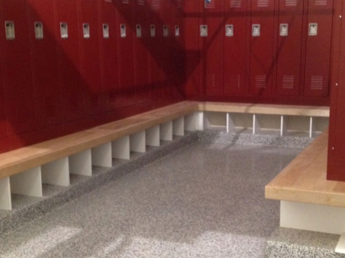 stontec erf flooring in locker room